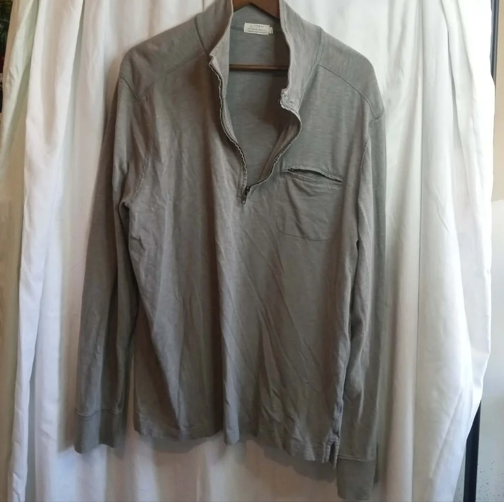 J. Crew Ringspun Jersey XL 100% Cotton Long-Sleeve Quarter-Zip Pullover Gray